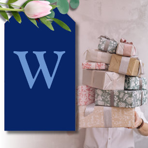 Korenbloemblauwe Initiële Letter Saffierblauw Cadeaulabel