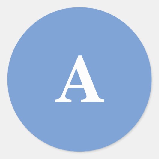 Korenbloemblauwe Monogram Eerste Letter Wit Aangep Ronde Sticker (Voorkant)