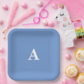 Korenbloemblauwe Monogrammen Baby Shower Verjaarda Papieren Bordje (Feest)