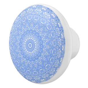 Korenbloemblauwe Symmetrie Mandala Keramische Knop