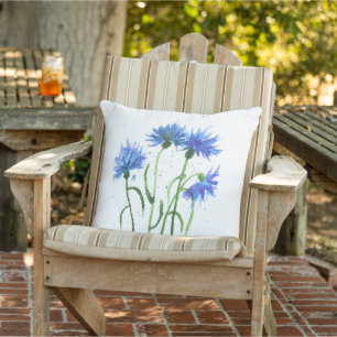 Korenbloemen blauw bloemen waterverf Zomer Trendy Buitenkussen