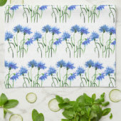 Korenbloemen blauw waterverf Patroon Theedoek (Gevouwen)