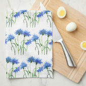 Korenbloemen blauw waterverf Patroon Theedoek (Quarter Fold)