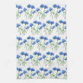 Korenbloemen blauw waterverf Patroon Theedoek (Verticaal)