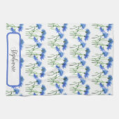 Korenbloemen blauw waterverf Patroon Theedoek (Horizontaal)