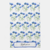 Korenbloemen blauw waterverf Patroon Theedoek (Verticaal)