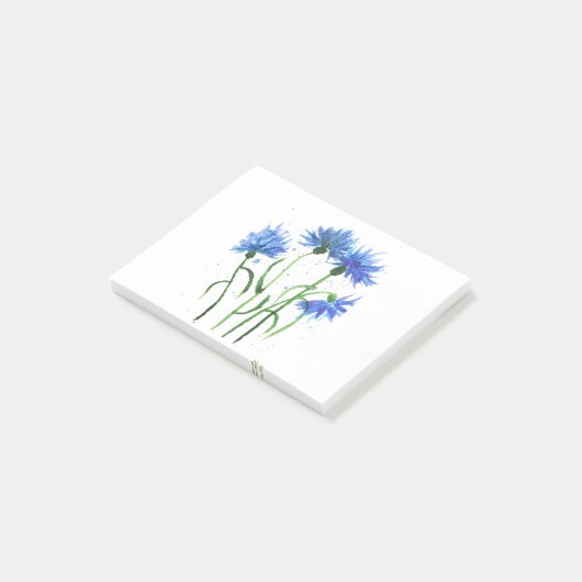 Korenbloemen blauwe bloemen aquarel post-it® notes (Schuin)