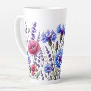 Korenbloemen Bloemenschildering in waterverf Wilde Latte Mok