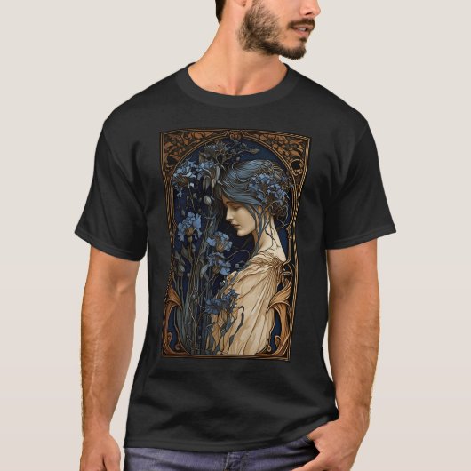 Korenbloemen en goud - Art Nouveau T-shirt (Voorkant)