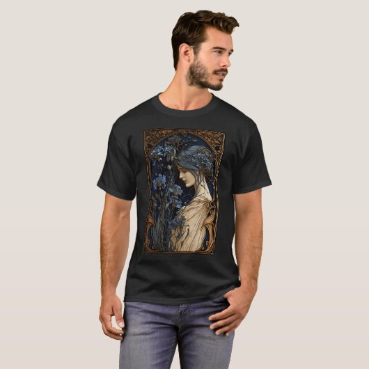 Korenbloemen en goud - Art Nouveau T-shirt (Voorkant volledig)