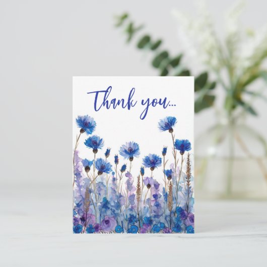 💍 Korenbloemen en Lavendel Bliss Bedankkaart (Staand voorkant)