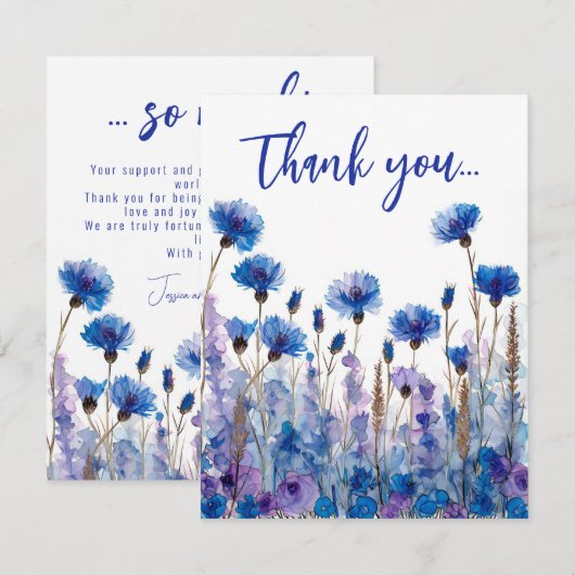 💍 Korenbloemen en Lavendel Bliss Bedankkaart (Voorkant / Achterkant)