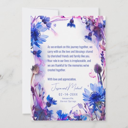 💍Korenbloemen en Lavendel Bliss Bedankkaart (Achterkant)