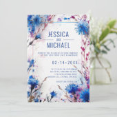 💍 Korenbloemen en Lavendel Bliss bruiloft Kaart (Staand voorkant)