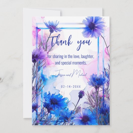 💍 Korenbloemen en Lavendel Elegantie Bedankkaart (Voorkant)