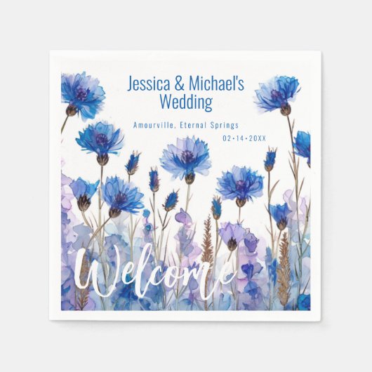 💍 Korenbloemen en Lavendel Elegantie Servet (Voorkant)