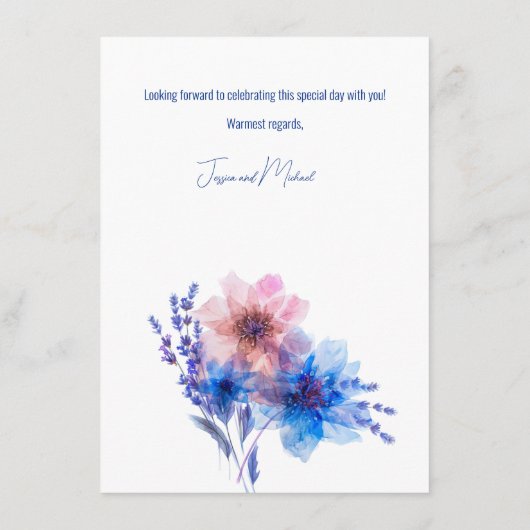 💍 Korenbloemen en Lavendel notitie op Geschenken Informatiekaartje (Achterkant)