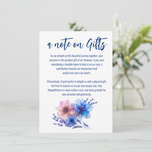 💍 Korenbloemen en Lavendel notitie op Geschenken Informatiekaartje (Staand voorkant)