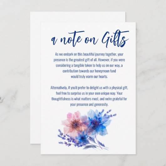 💍 Korenbloemen en Lavendel notitie op Geschenken Informatiekaartje (Voorkant / Achterkant)