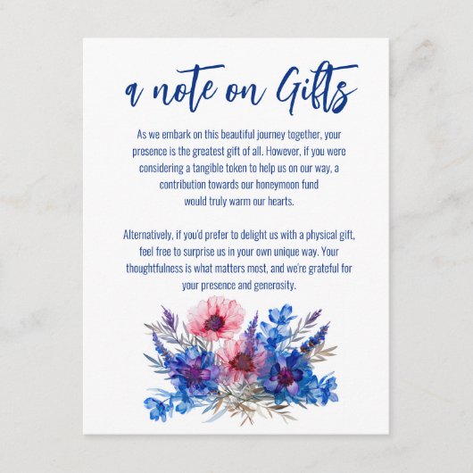 Korenbloemen en Lavendel notitie op Gifts Enclosur Informatiekaartje (Voorkant)