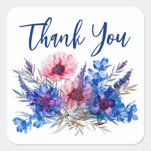 💍 Korenbloemen & Lavendel Vierkante Sticker (Voorkant)