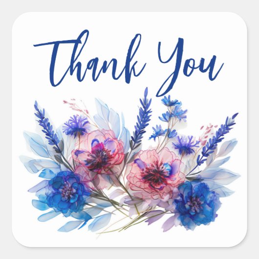 💍 korenbloemen & lavendel vierkante sticker (Voorkant)