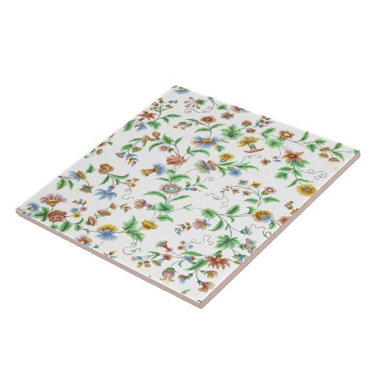  Korenbloemen Rozen & Sweet Peas Pattern Tegeltje (Zijkant)