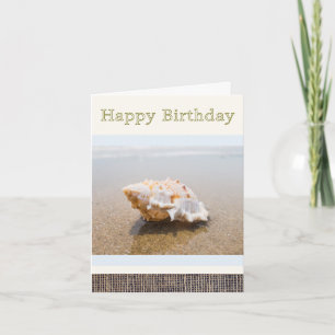 Korenmosschelp op strand foto verjaardagskaart kaart