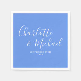 Korenschoonblauw Elegant Modern Schrift Huwelijk Servet