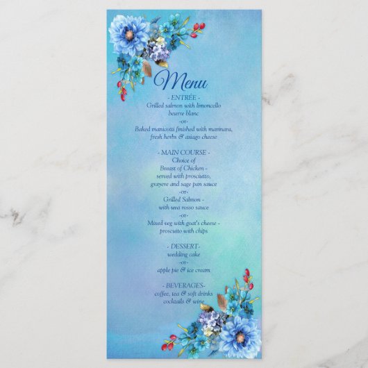 Korenschoonblauw in watercolor menu (Voorkant)