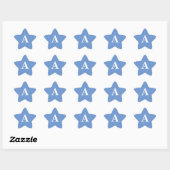 Korenschoonblauw Monogram Initiaal Wit Aangepast M Ster Sticker (Vel)