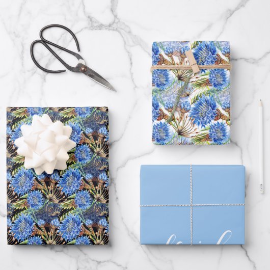 Korenschoonblauwe Bruids Huwelijk Inpakpapier Vel (Voorkant)