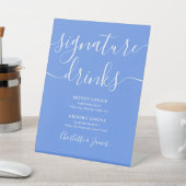 Korensiroopblauwe moderne trouwsignatuurdranken reclamebord met voetstuk (Insitu)