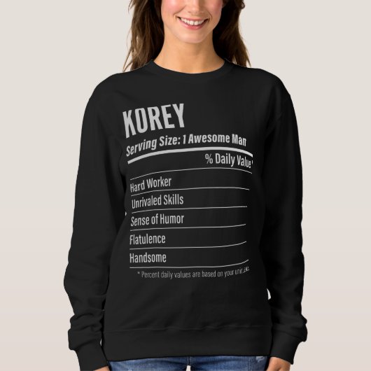Korey Serving Maat Voeding Label Calorieën Trui (Voorkant)