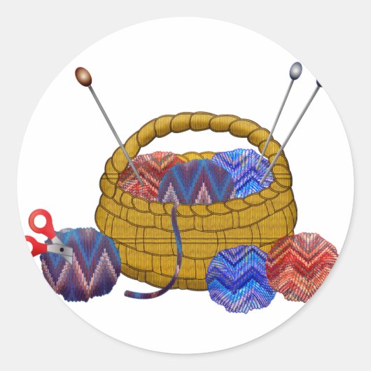 Korf met ganzennaalden ronde sticker (Voorkant)