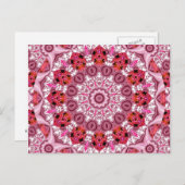Korf met kant, Abstract rood, roze, wit Mandala Briefkaart (Voorkant / Achterkant)