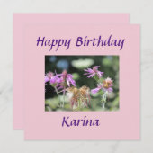 Korfoe Lila Wildbloemen Birthday Flat Kaart (Voorkant / Achterkant)