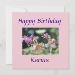 Korfoe Lila Wildbloemen Birthday Flat Kaart