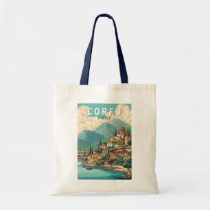 Korfu Griekenland Illustratie Reis Kunst Vintage Tote Bag