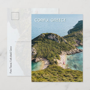 Korfu Griekenland Porto Timoni uitzicht, Reis Foto Briefkaart
