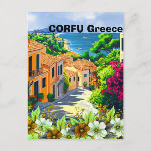 Korfu Griekenland Reis Poster Art, Korfu Reis Art Briefkaart