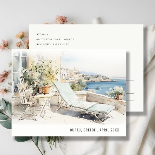 Korfu Griekenland Watercolor Landschap Reis Briefkaart