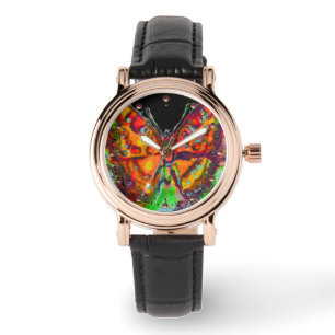 KORFUL BUTTERFLY RED, GOLD GEEL ZWART HORLOGE