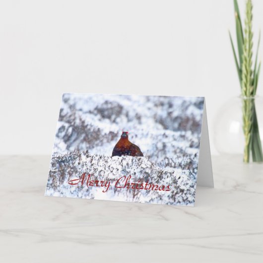 Korhoen in een sneeuwstorm Vrolijke kerst Kaart (Voorkant)