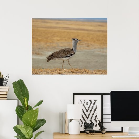 Kori Bustard, de zwaarste vliegende vogel van Afri Poster (Thuiskantoor)