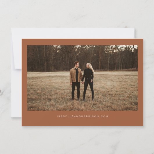 KORIANDER Bohemian Aardse Terracotta Save the Date Kaart (Achterkant)