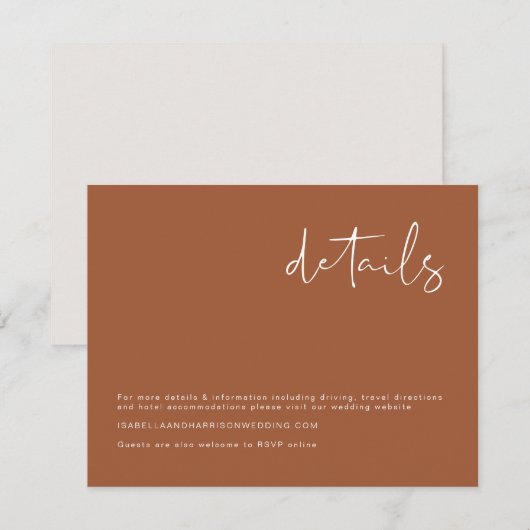 KORIANDER- Boho Verbrand Oranje Modern Minimaal De Kaart (Voorkant / Achterkant)