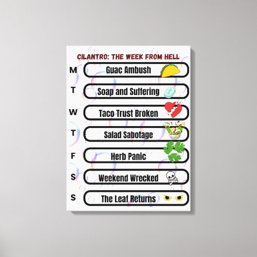 Koriander - De week van de hel Grappig Anti-Korian Canvas Afdruk (Voorkant)