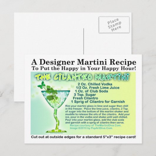 Koriander Martini Recept Briefkaart (Voorkant / Achterkant)