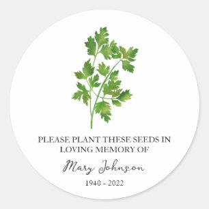 Koriander Memorial Funeral Seed Packet Ronde Sticker
